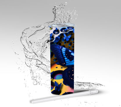 Abstract Butterflies, Sublimated 20 oz Skinny Tumbler