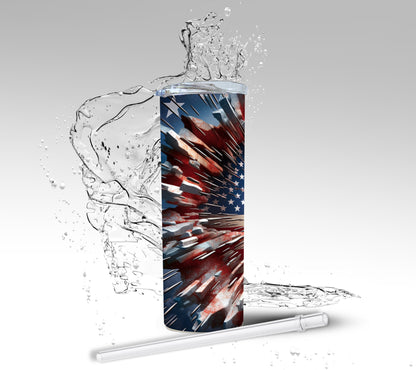 4th of July American Firework, Sublimated 20 oz Skinny Tumbler
