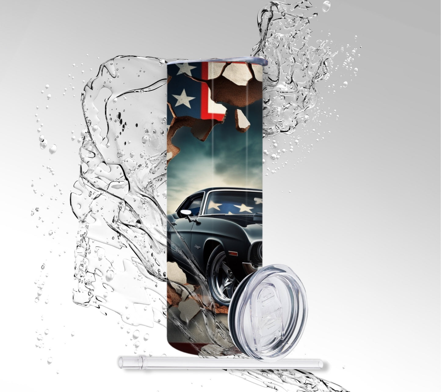 Classic American Muscle Car, Sublimated 20 oz Skinny Tumbler