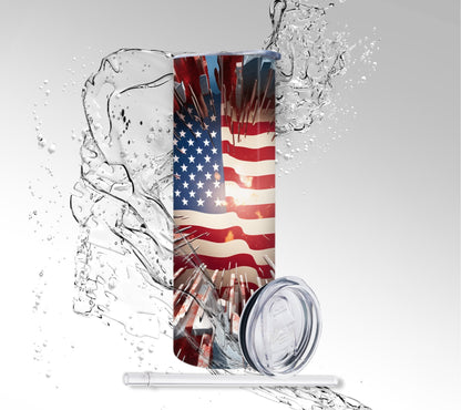 4th of July American Firework, Sublimated 20 oz Skinny Tumbler