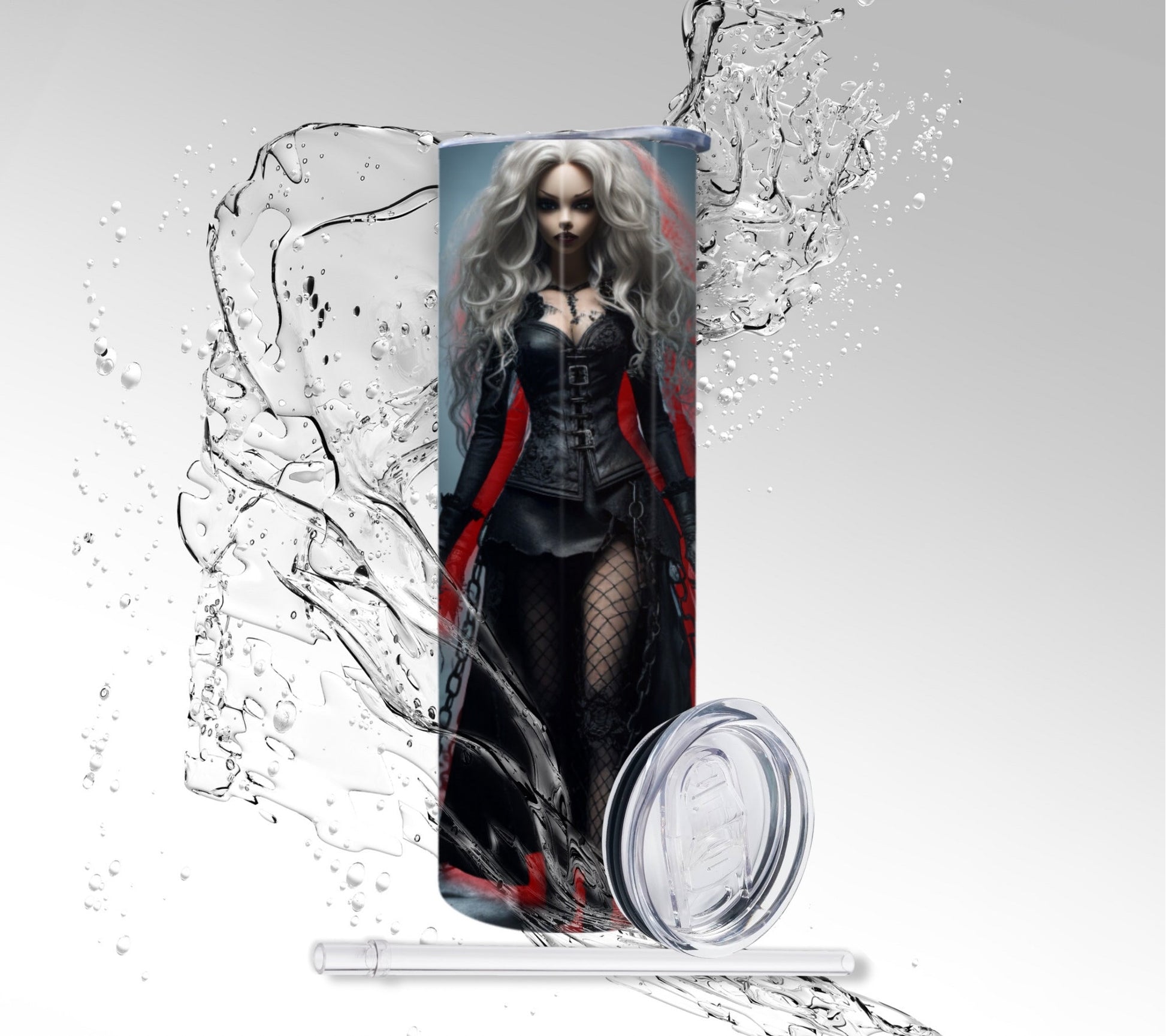 Gothic Barbie, Sublimated 20 oz Skinny Tumbler